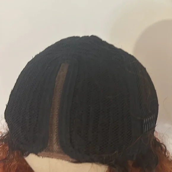 Burgundy long curly wig